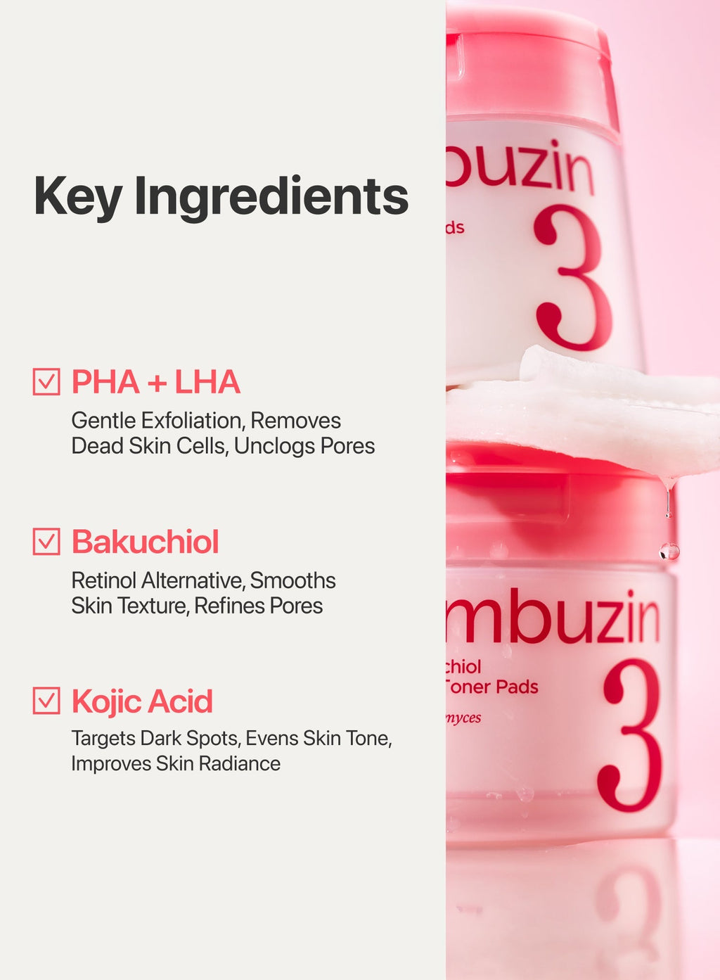 No.3 Bifida Bakuchiol Exfoliating Toner Pads (190 ml / 70 pads)