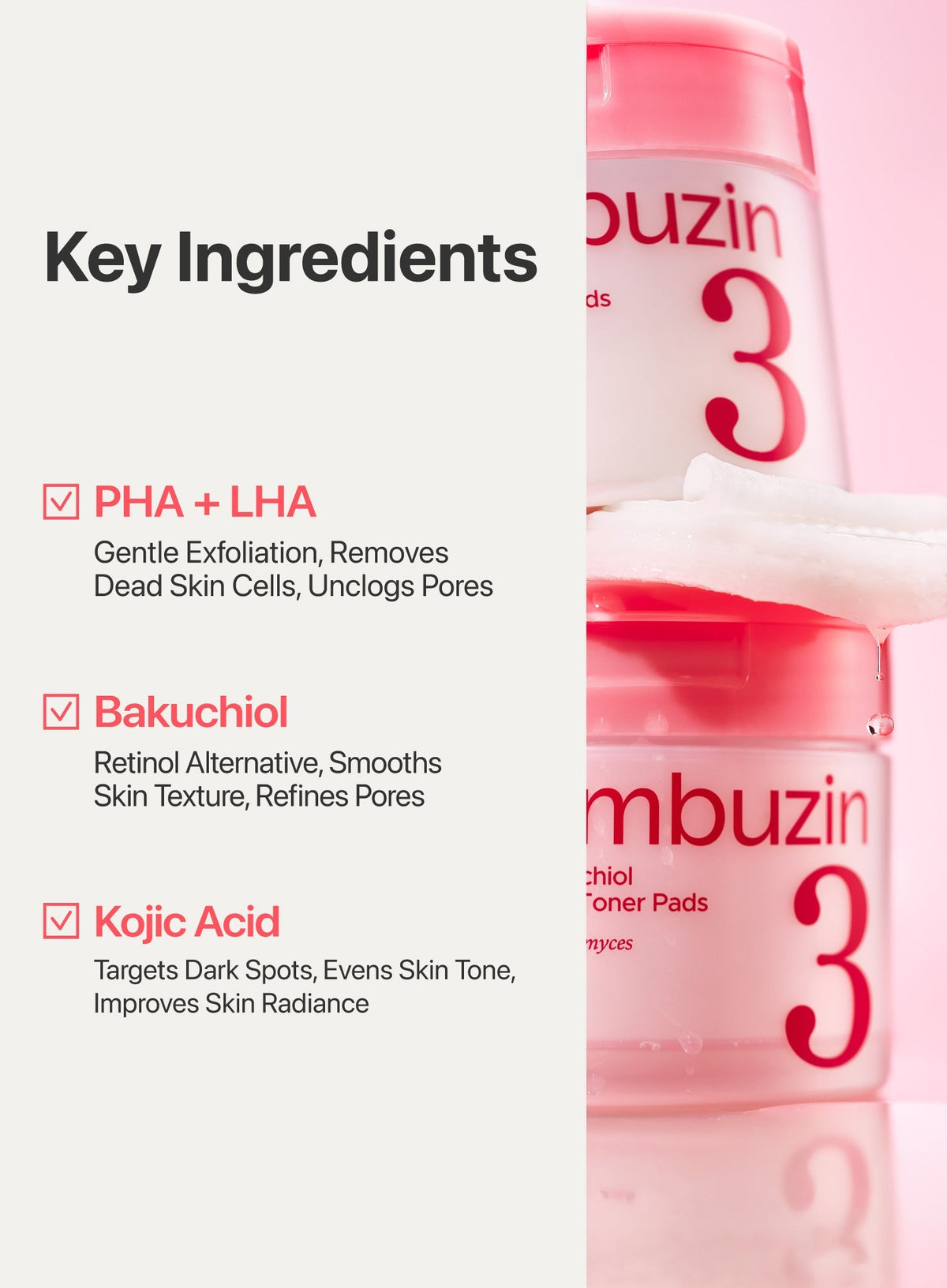 No.3 Bifida Bakuchiol Exfoliating Toner Pads (190 ml / 70 pads)