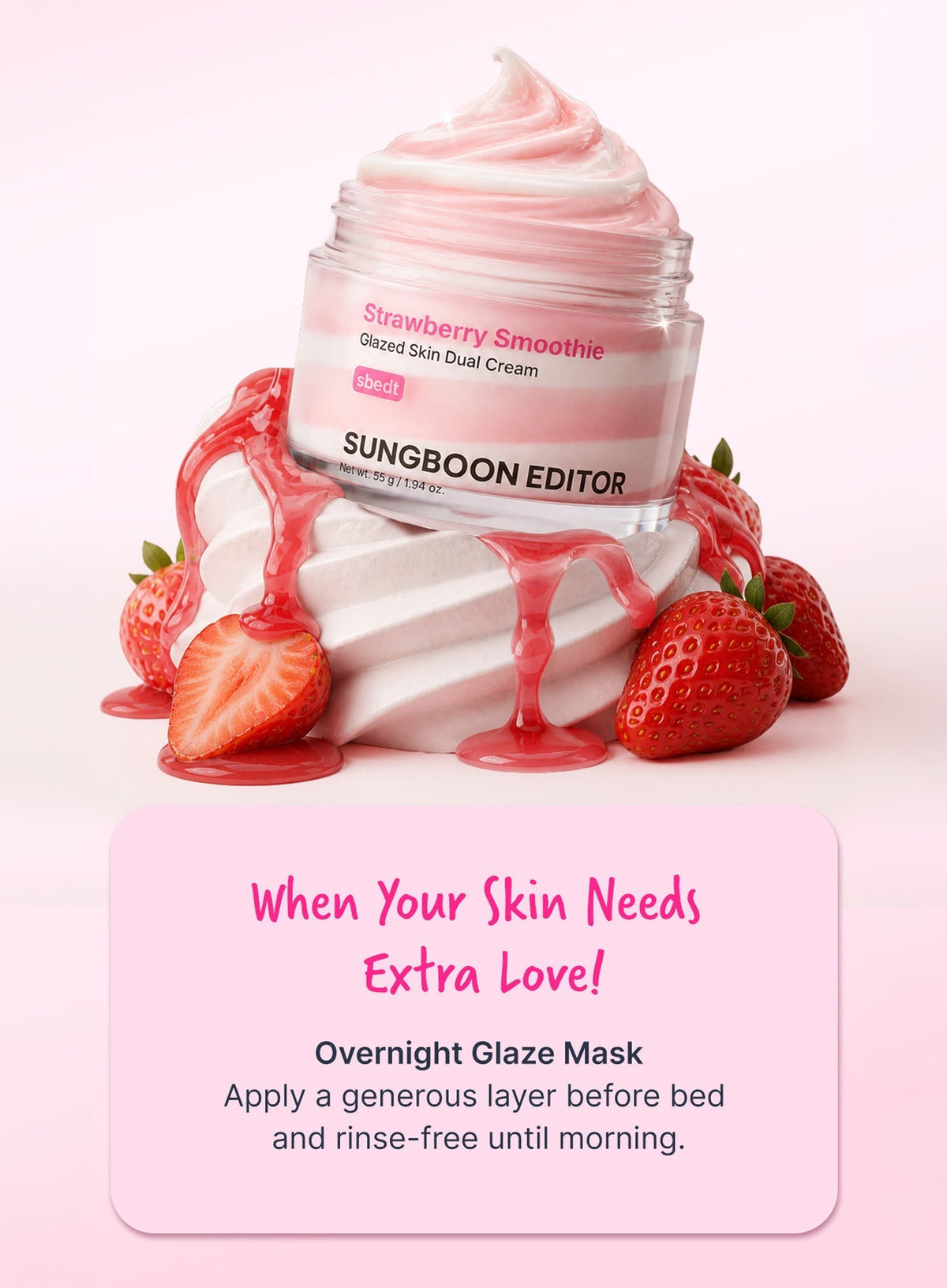 Strawberry Smoothie Glazed Skin Dual Cream (55g)