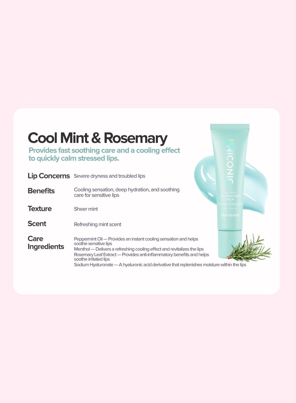 Uniconic All Day Lip Treatment Balm — Cool Mint & Rosemary (10ml)