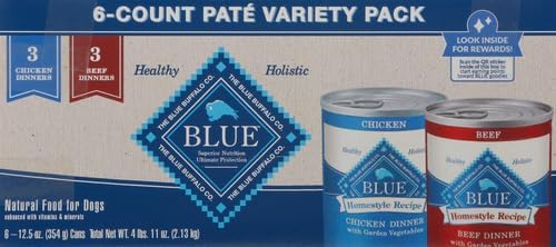 Blue Buffalo Homestyle Recipe Lamb Adult Wet Dog Food, 12.5 oz, 12 ct | Lamb Dinner with Garden Vegetables, No Chicken By-Product, Corn, Wheat, or Soy