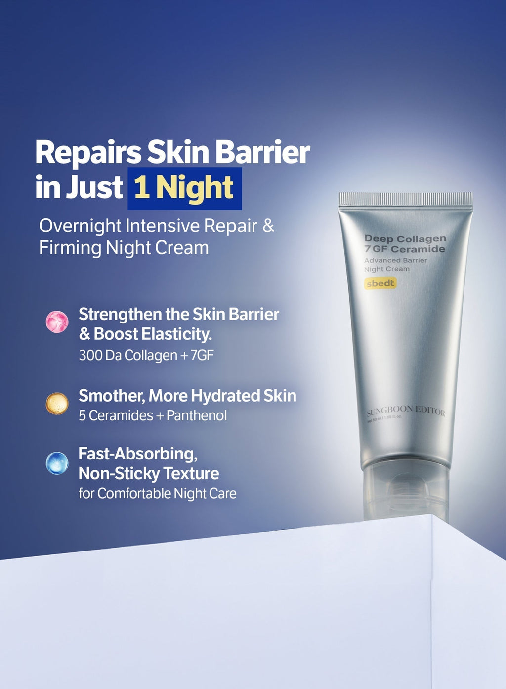 Deep Collagen 7GF Ceramide Advanced Barrier Night Cream Trio Set (50ml*3ea)