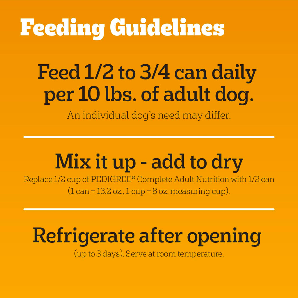 Pedigree Choice Cuts In Gravy Adult Canned Soft Wet Dog Food With Beef, 22 oz. Cans (12 Count, Pack of 1) | Beef in gravy, lean muscle support, 50%+ water for hydration, topper or complete meal for adult dogs, no-mess easy-open cans