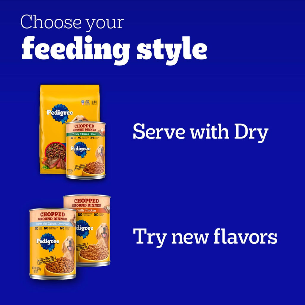 Pedigree Choice Cuts In Gravy Adult Canned Soft Wet Dog Food With Beef, 22 oz. Cans (12 Count, Pack of 1) | Beef in gravy, lean muscle support, 50%+ water for hydration, topper or complete meal for adult dogs, no-mess easy-open cans