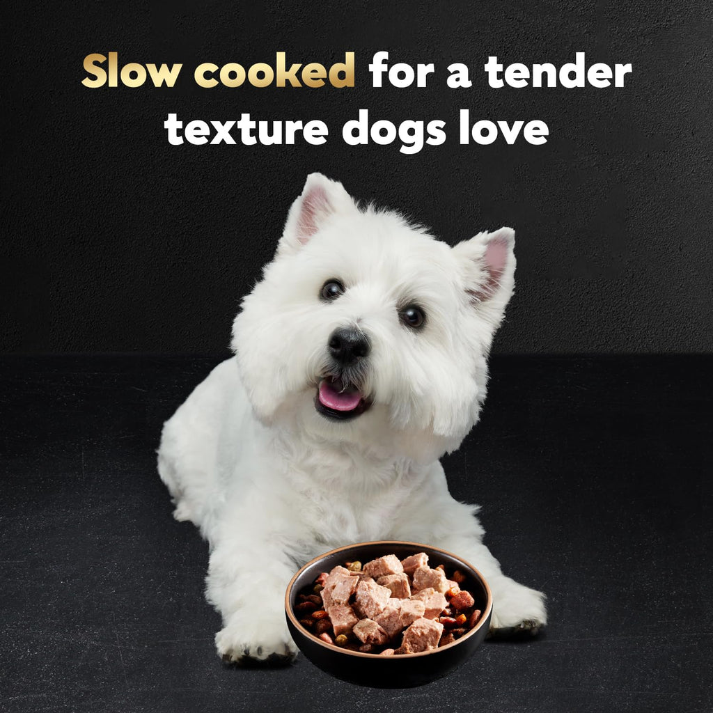 Cesar Classic Loaf in Sauce Wet Dog Food, Meaty Selects, 3.5 oz, 24 Count | Made in USA, Real beef or chicken #1 ingredient, no fillers or artificial flavors, slow-cooked, easy peel trays