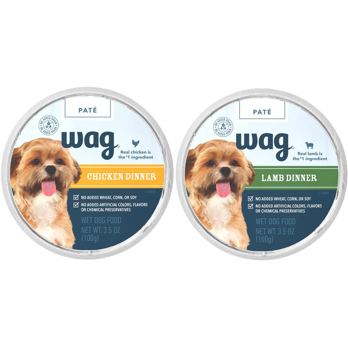 Amazon Brand – Wag Wet Dog Food Cups, Chicken & Beef in Gravy Variety Pack, 3.5oz, 12 pack