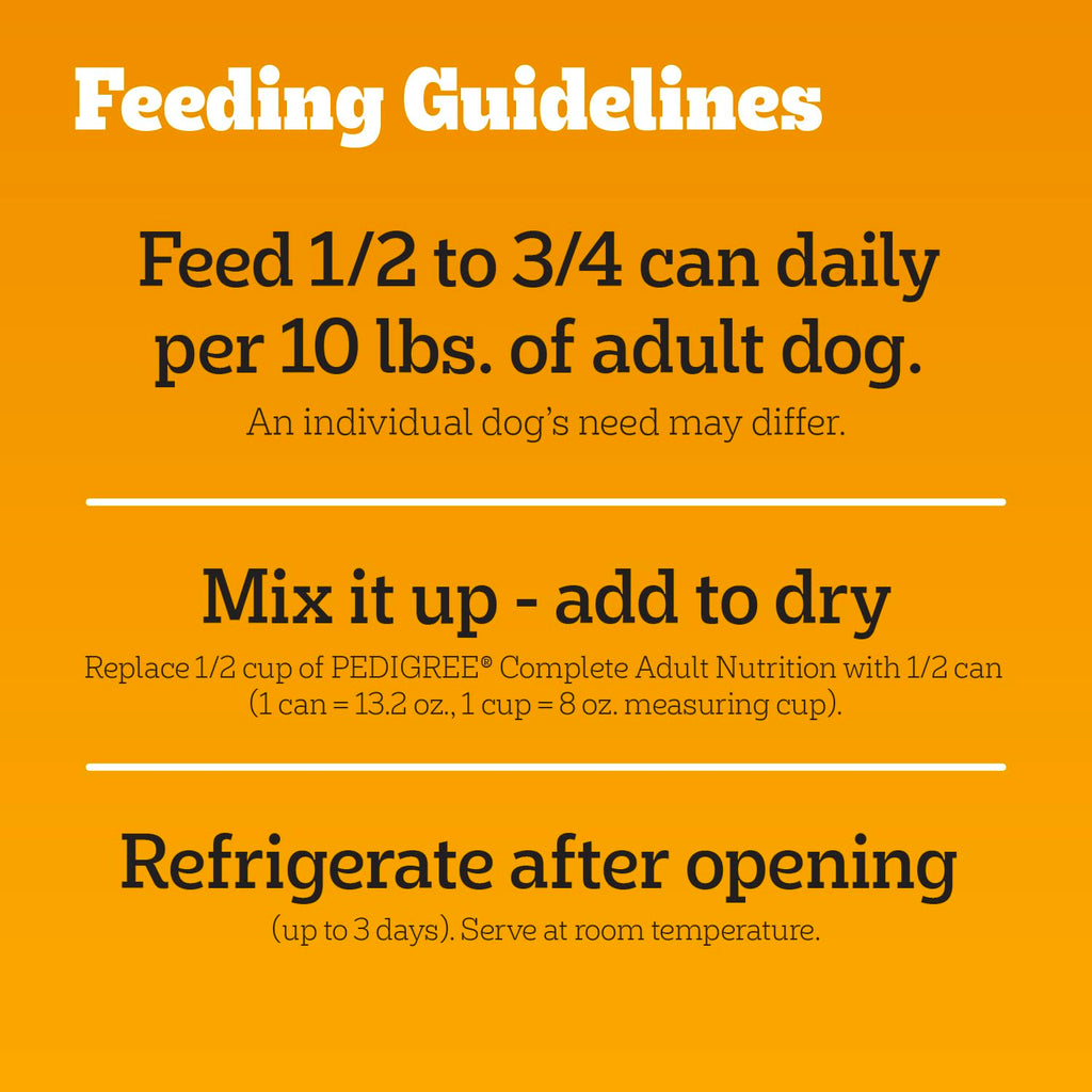 Pedigree Choice Cuts In Gravy Adult Canned Soft Wet Dog Food With Beef, 22 oz. Cans (12 Count, Pack of 1) | Beef in gravy, lean muscle support, 50%+ water for hydration, topper or complete meal for adult dogs, no-mess easy-open cans