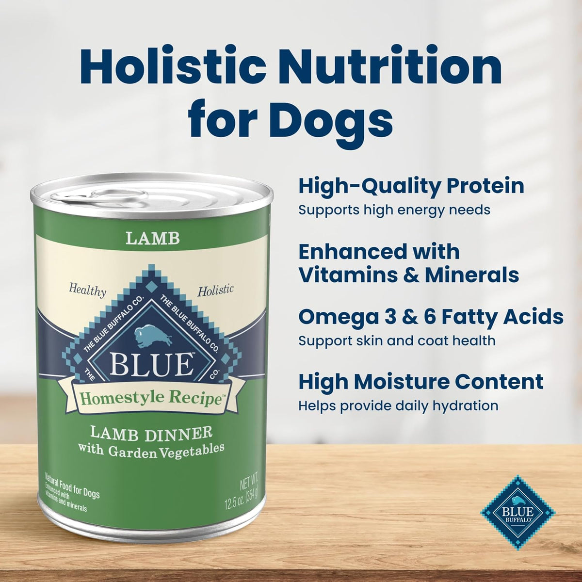 Blue Buffalo Homestyle Recipe Lamb Adult Wet Dog Food, 12.5 oz, 12 ct | Lamb Dinner with Garden Vegetables, No Chicken By-Product, Corn, Wheat, or Soy