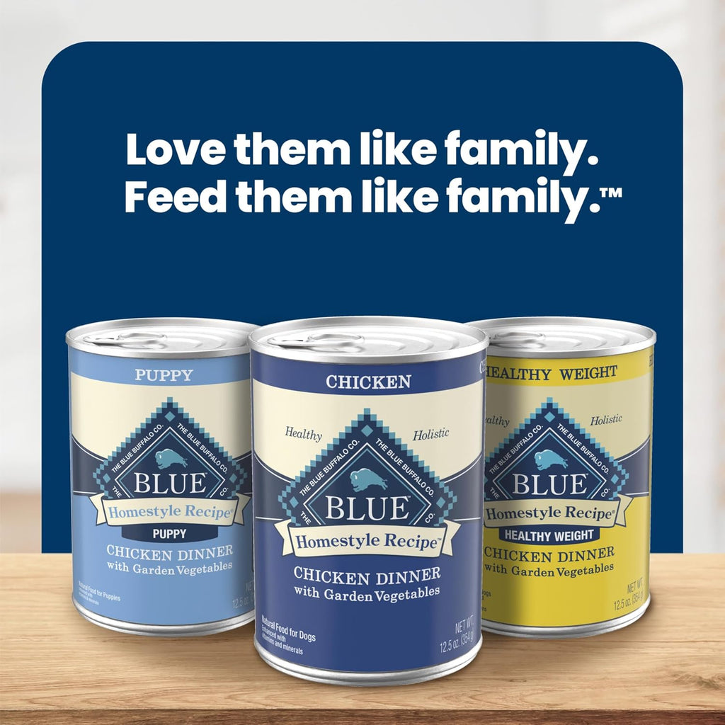 Blue Buffalo Homestyle Recipe Lamb Adult Wet Dog Food, 12.5 oz, 12 ct | Lamb Dinner with Garden Vegetables, No Chicken By-Product, Corn, Wheat, or Soy