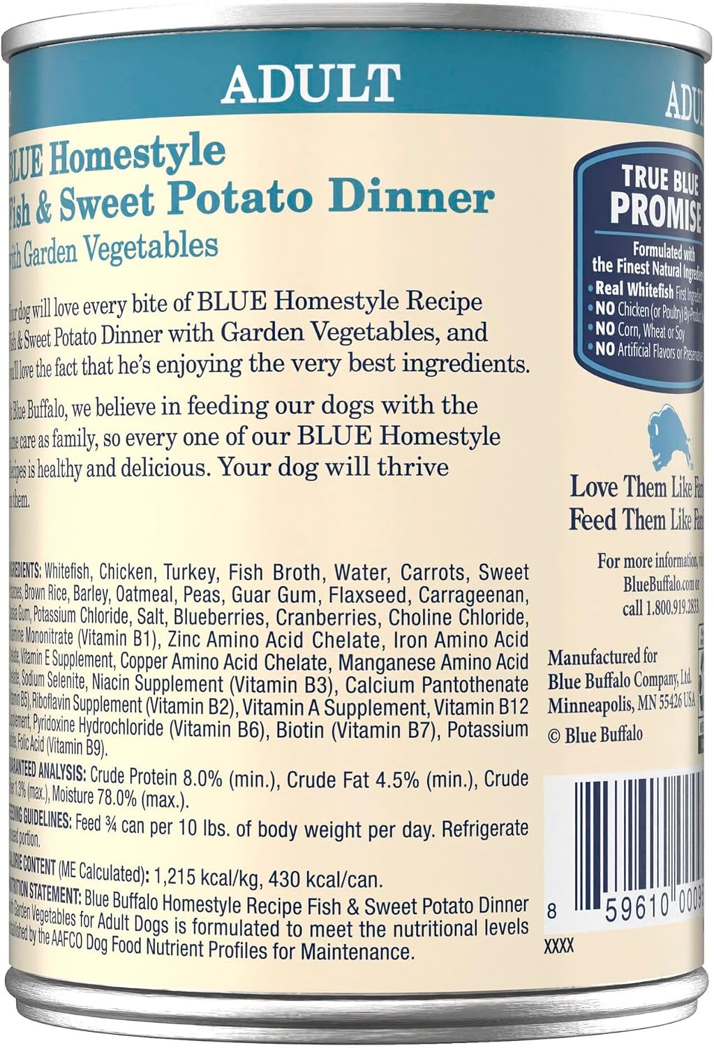 Blue Buffalo Homestyle Recipe Lamb Adult Wet Dog Food, 12.5 oz, 12 ct | Lamb Dinner with Garden Vegetables, No Chicken By-Product, Corn, Wheat, or Soy