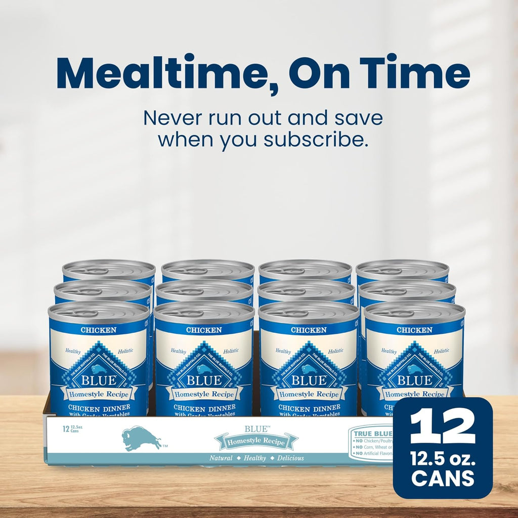 Blue Buffalo Homestyle Recipe Lamb Adult Wet Dog Food, 12.5 oz, 12 ct | Lamb Dinner with Garden Vegetables, No Chicken By-Product, Corn, Wheat, or Soy