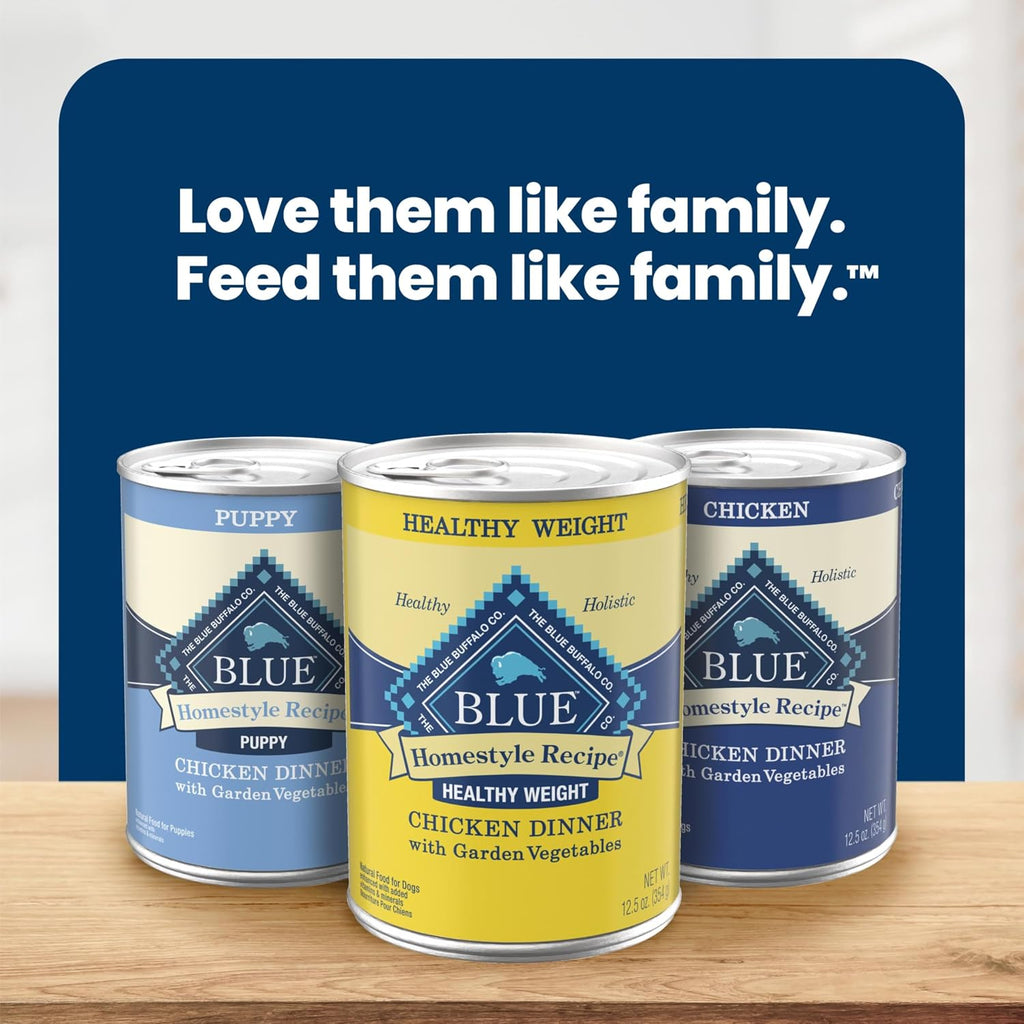 Blue Buffalo Homestyle Recipe Lamb Adult Wet Dog Food, 12.5 oz, 12 ct | Lamb Dinner with Garden Vegetables, No Chicken By-Product, Corn, Wheat, or Soy