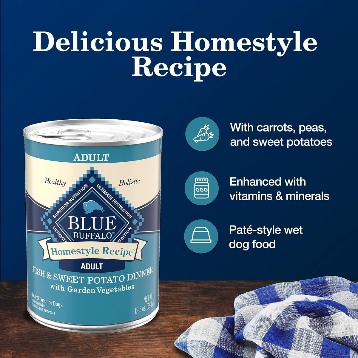 Blue Buffalo Homestyle Recipe Lamb Adult Wet Dog Food, 12.5 oz, 12 ct | Lamb Dinner with Garden Vegetables, No Chicken By-Product, Corn, Wheat, or Soy