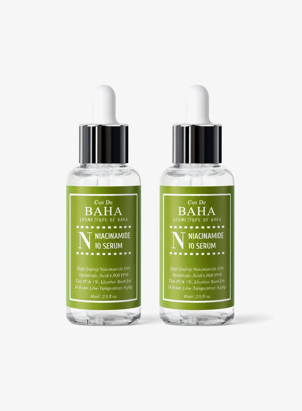 Niacinamide 10% Zinc PCA 1% Licorice Extract Hyaluronic Acid Serum Duo Set (60ml*2ea) (N60)