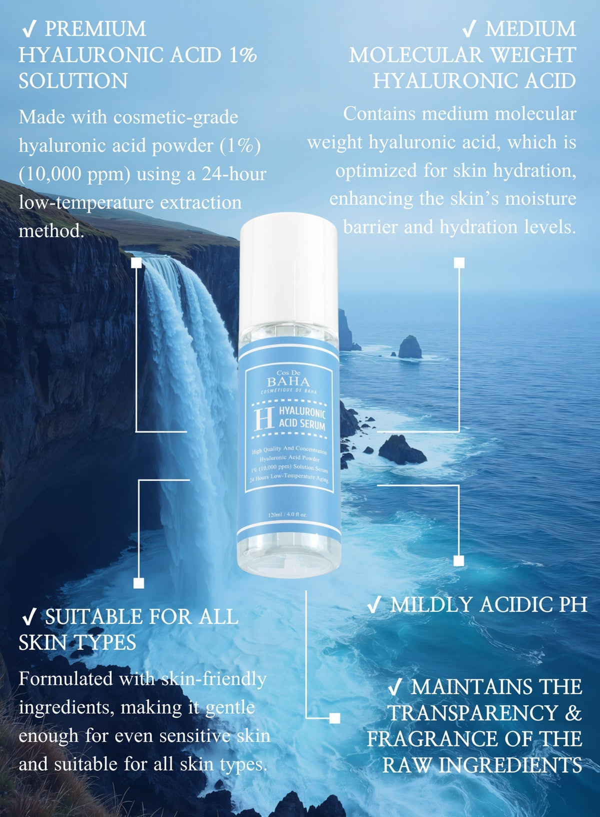 Pure Hyaluronic 1% 10,000 ppm Serum Trio Set (120ml*3ea) (H120)