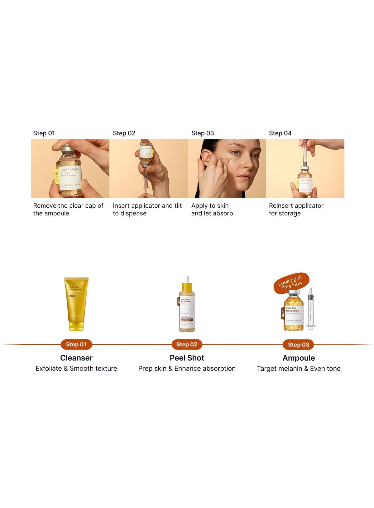 Kojic Acid Niacinamide Brightening Ampoule Trio Set (40ml*3ea)