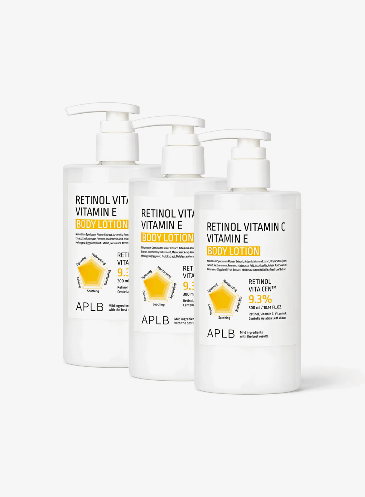 Retinol Vitamin C Vitamin E Body Lotion Trio Set (300ml*3ea)